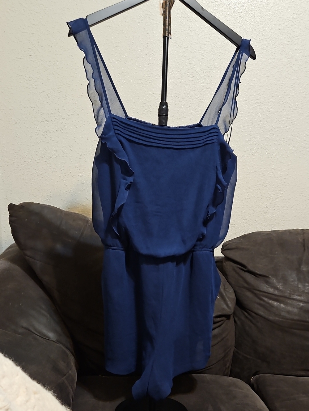 princess vera wang Navy Blue Ruffle-Strap Romper